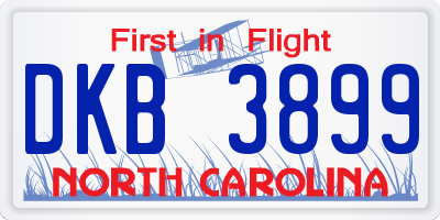 NC license plate DKB3899