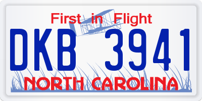 NC license plate DKB3941