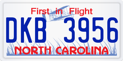 NC license plate DKB3956