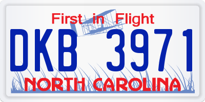 NC license plate DKB3971