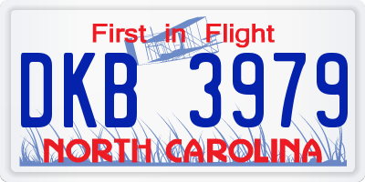 NC license plate DKB3979