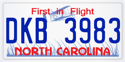 NC license plate DKB3983