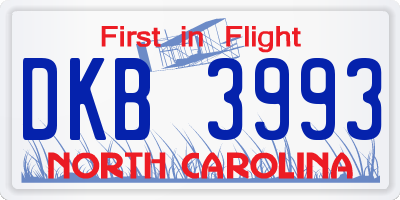 NC license plate DKB3993