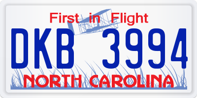 NC license plate DKB3994