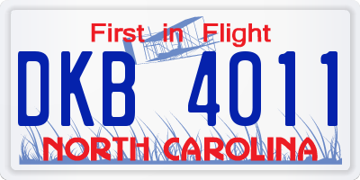 NC license plate DKB4011