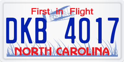 NC license plate DKB4017