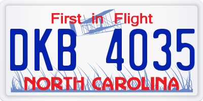 NC license plate DKB4035