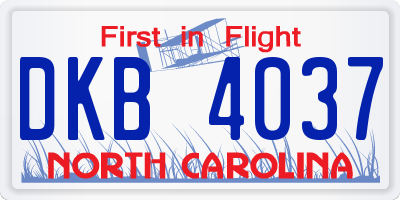 NC license plate DKB4037