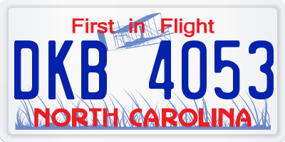 NC license plate DKB4053