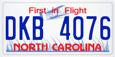 NC license plate DKB4076