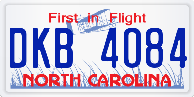NC license plate DKB4084