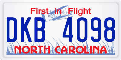 NC license plate DKB4098