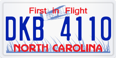 NC license plate DKB4110
