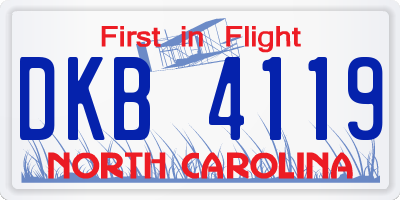 NC license plate DKB4119
