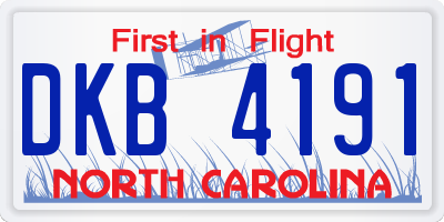 NC license plate DKB4191