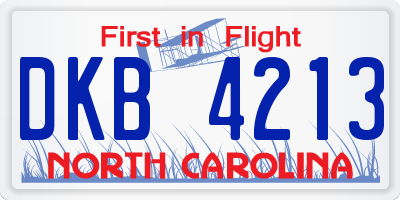 NC license plate DKB4213