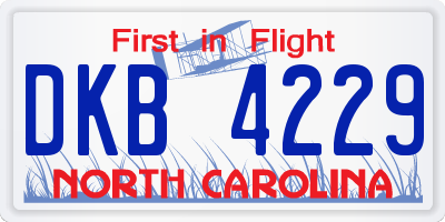 NC license plate DKB4229