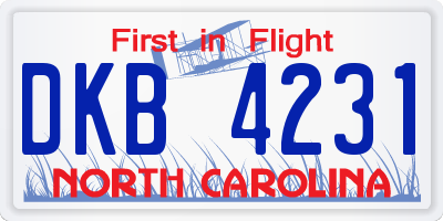 NC license plate DKB4231
