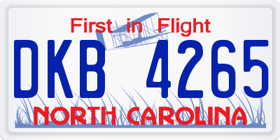 NC license plate DKB4265