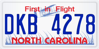 NC license plate DKB4278