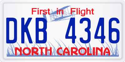 NC license plate DKB4346