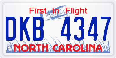 NC license plate DKB4347