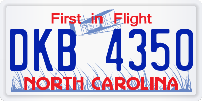 NC license plate DKB4350