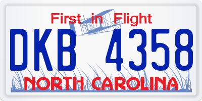 NC license plate DKB4358