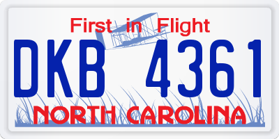 NC license plate DKB4361