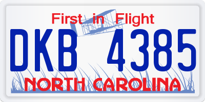 NC license plate DKB4385