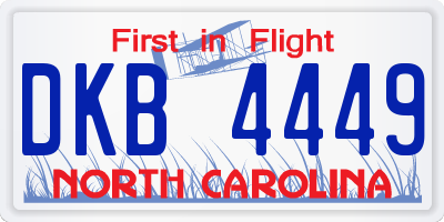 NC license plate DKB4449