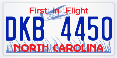 NC license plate DKB4450