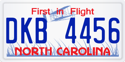 NC license plate DKB4456