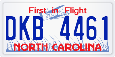 NC license plate DKB4461