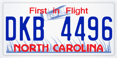 NC license plate DKB4496