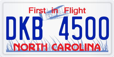 NC license plate DKB4500