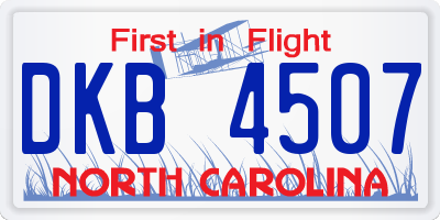 NC license plate DKB4507