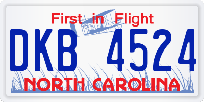 NC license plate DKB4524