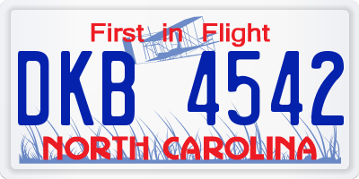 NC license plate DKB4542