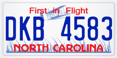 NC license plate DKB4583