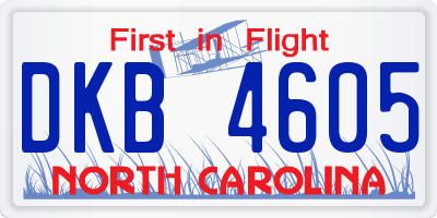NC license plate DKB4605