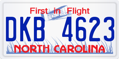 NC license plate DKB4623