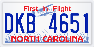 NC license plate DKB4651