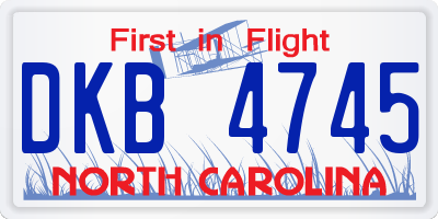 NC license plate DKB4745
