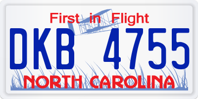 NC license plate DKB4755
