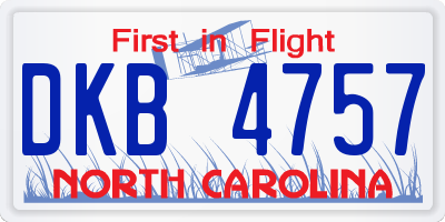 NC license plate DKB4757
