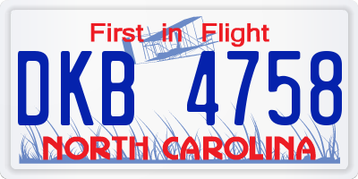 NC license plate DKB4758