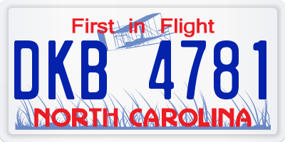 NC license plate DKB4781