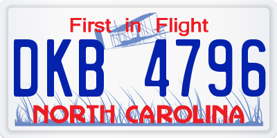 NC license plate DKB4796