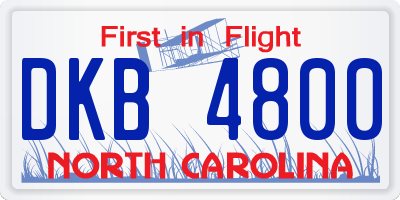 NC license plate DKB4800